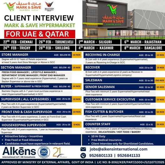 UAE & QATAR - Hiring For Biggest Hypermarket - Apply Now