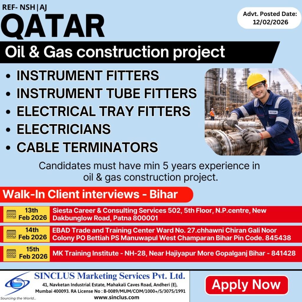 Walk-In Client Interviews for Qatar Oil & Gas Construction Project