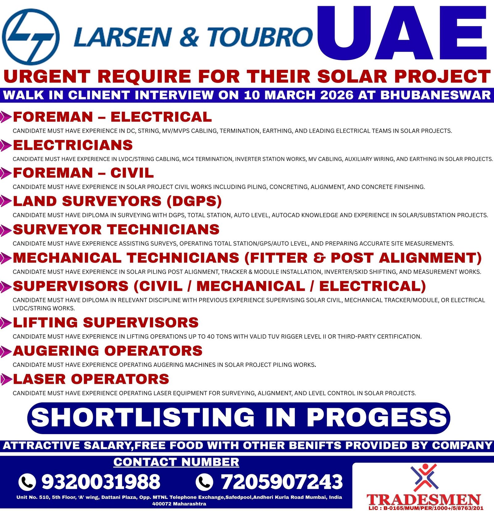 Larsen & Toubro UAE Solar Project Jobs 2026 – Apply Today