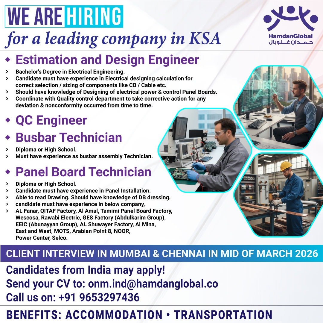hiring for a leading company in Saudi Arabia