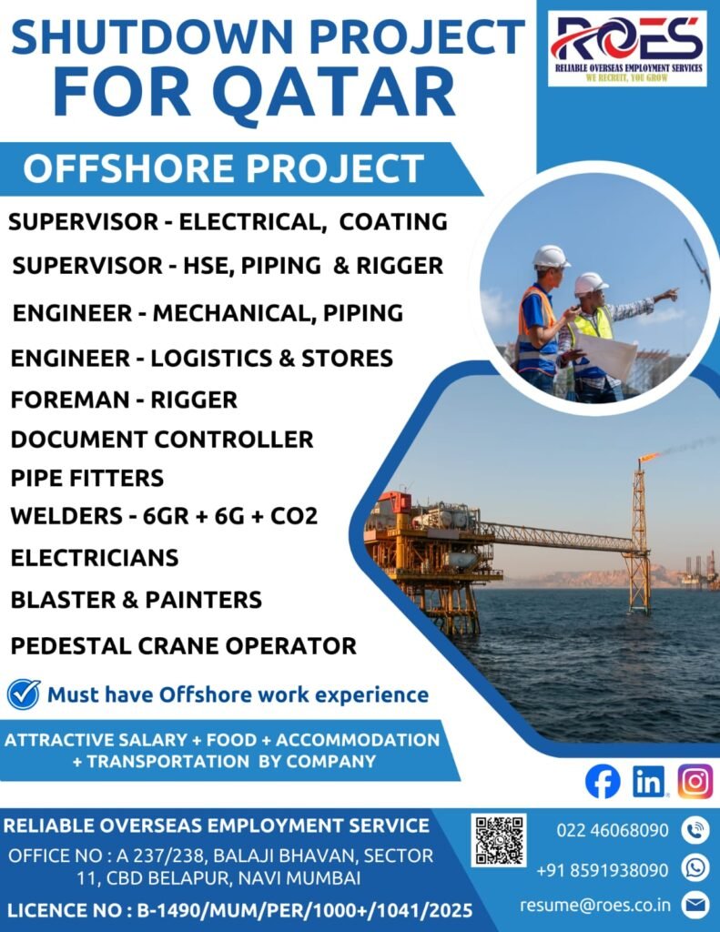 Shutdown Project Jobs for Qatar (Offshore) – Multiple Vacancies 2026