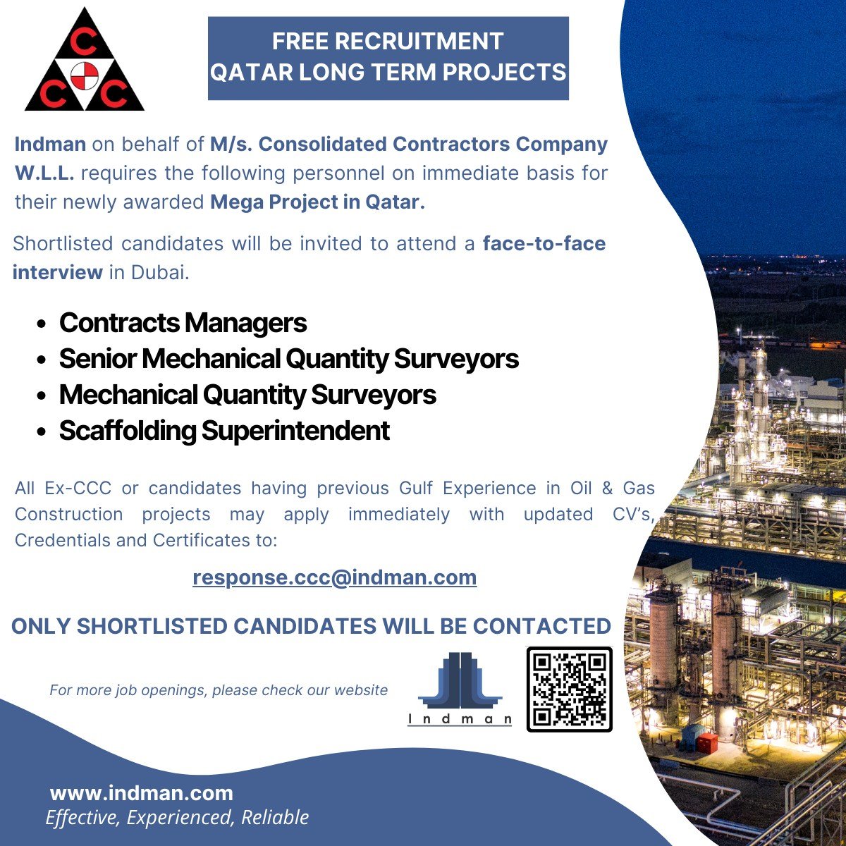 Free Recruitment for Qatar Long-Term Projects 2026 | Consolidated Contractors Company (CCC) 