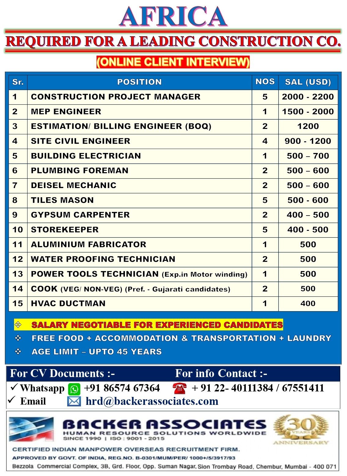 Africa Construction Jobs 2026 – Apply Today | Online Client Interview