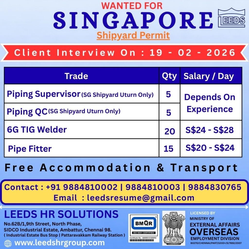 Singapore Shipyard Jobs 2026 – Apply Now