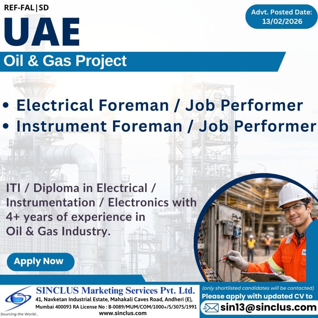 Hiring for UAE – Oil & Gas Project - Apply Urgently Hiring for UAE – Oil & Gas Project - Apply Urgently