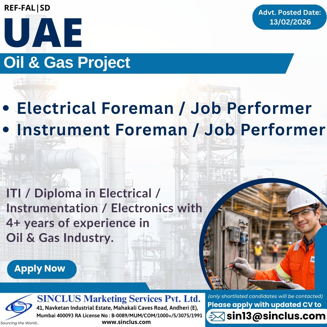 Hiring for UAE – Oil & Gas Project - Apply Urgently