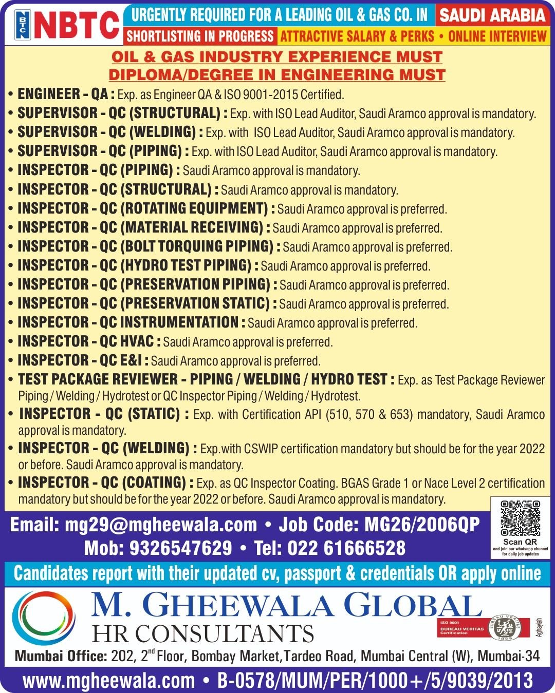 Saudi Arabia Jobs 2026 | Oil & Gas Vacancies | Final Client Interview ...