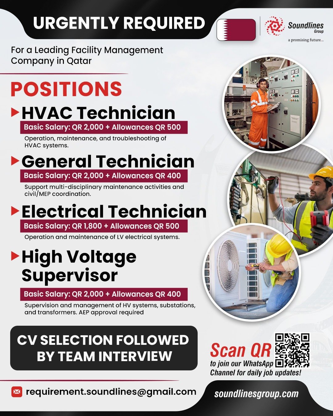 Hiring Urgent For a Leading Facility Management Company in Qatar