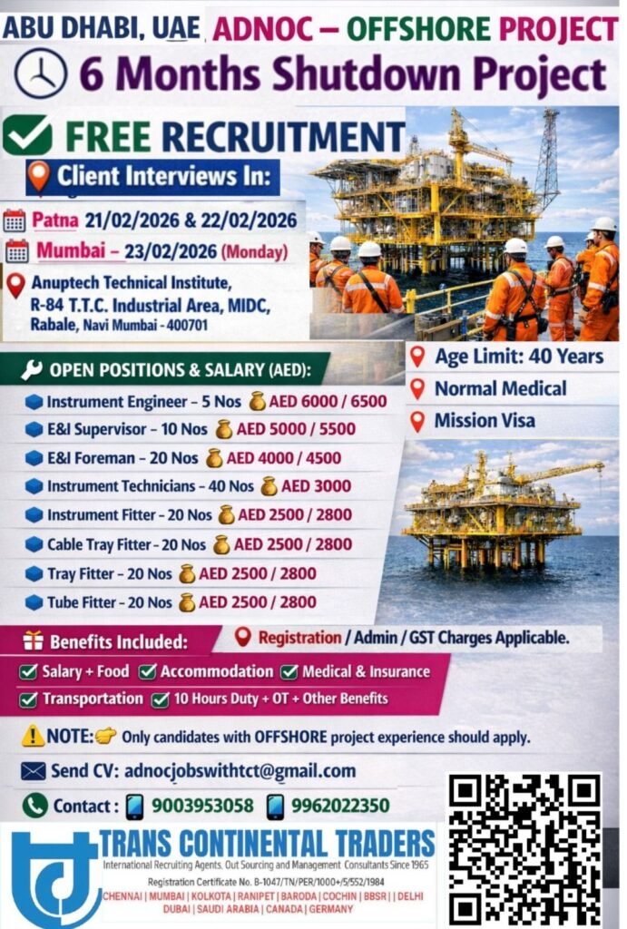 UAE Jobs - 6 Months Shutdown Project - Apply Now