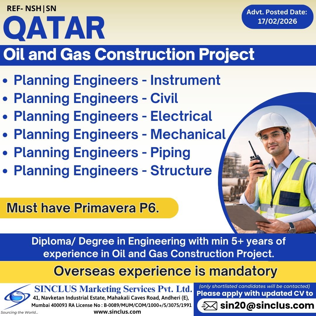 QATAR Jobs 2026 – Oil & Gas Construction Project - Apply Today