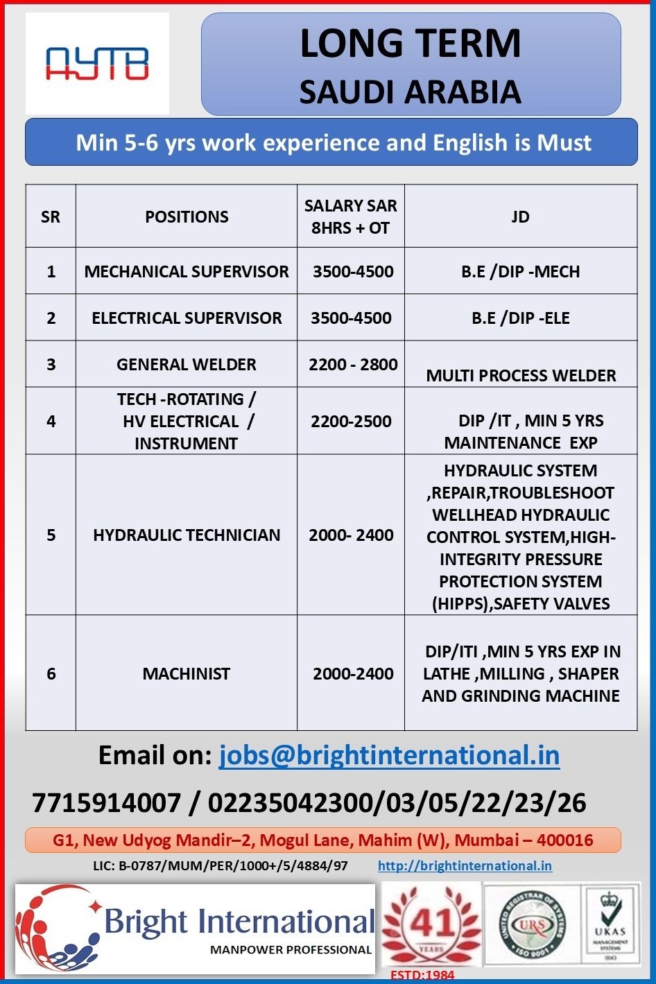 Saudi Arabia AYTB Long Term Jobs 2026 – Apply Now