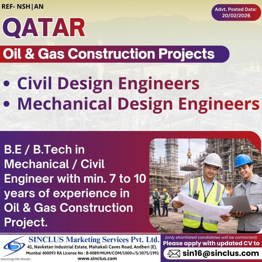 Hiring for Qatar – Oil & Gas Construction Projects