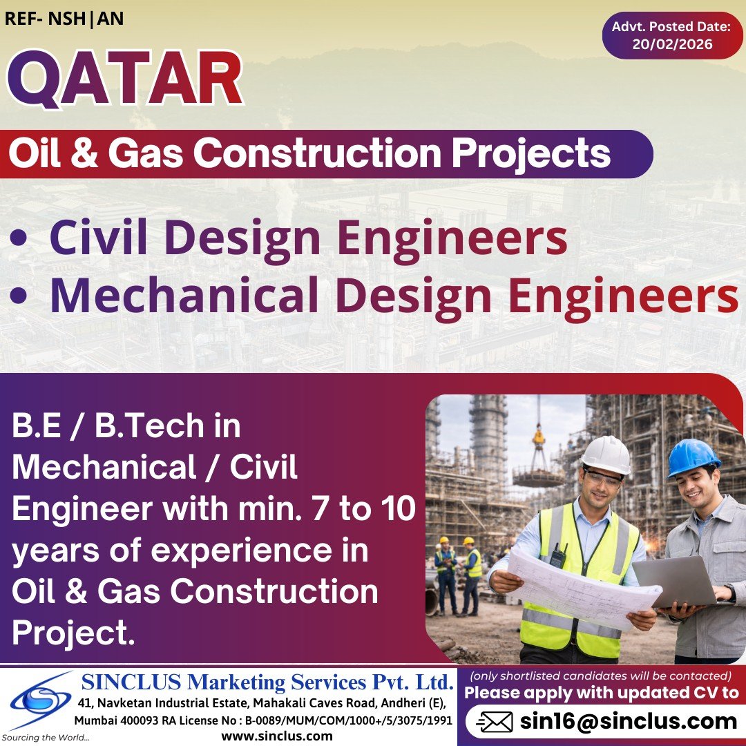 Hiring for Qatar – Oil & Gas Construction Projects
