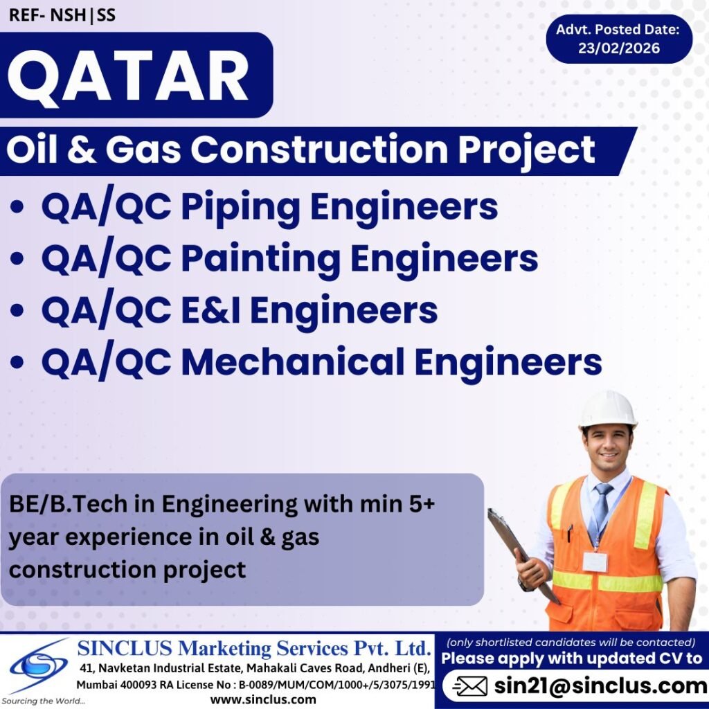 Hiring For Qatar 2026 | Oil & Gas Construction Project 