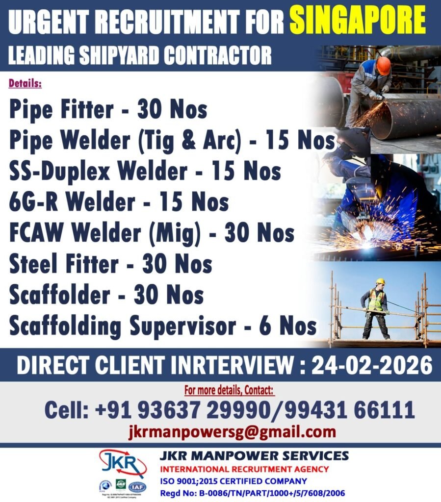 Singapore Shipyard Jobs 2026 – Apply Now