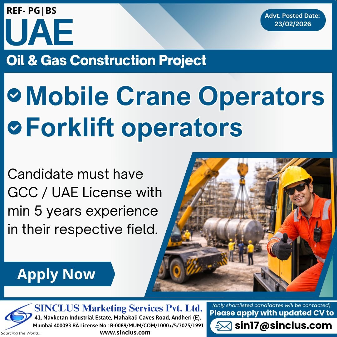 Hiring for UAE – Oil & Gas Construction Project 