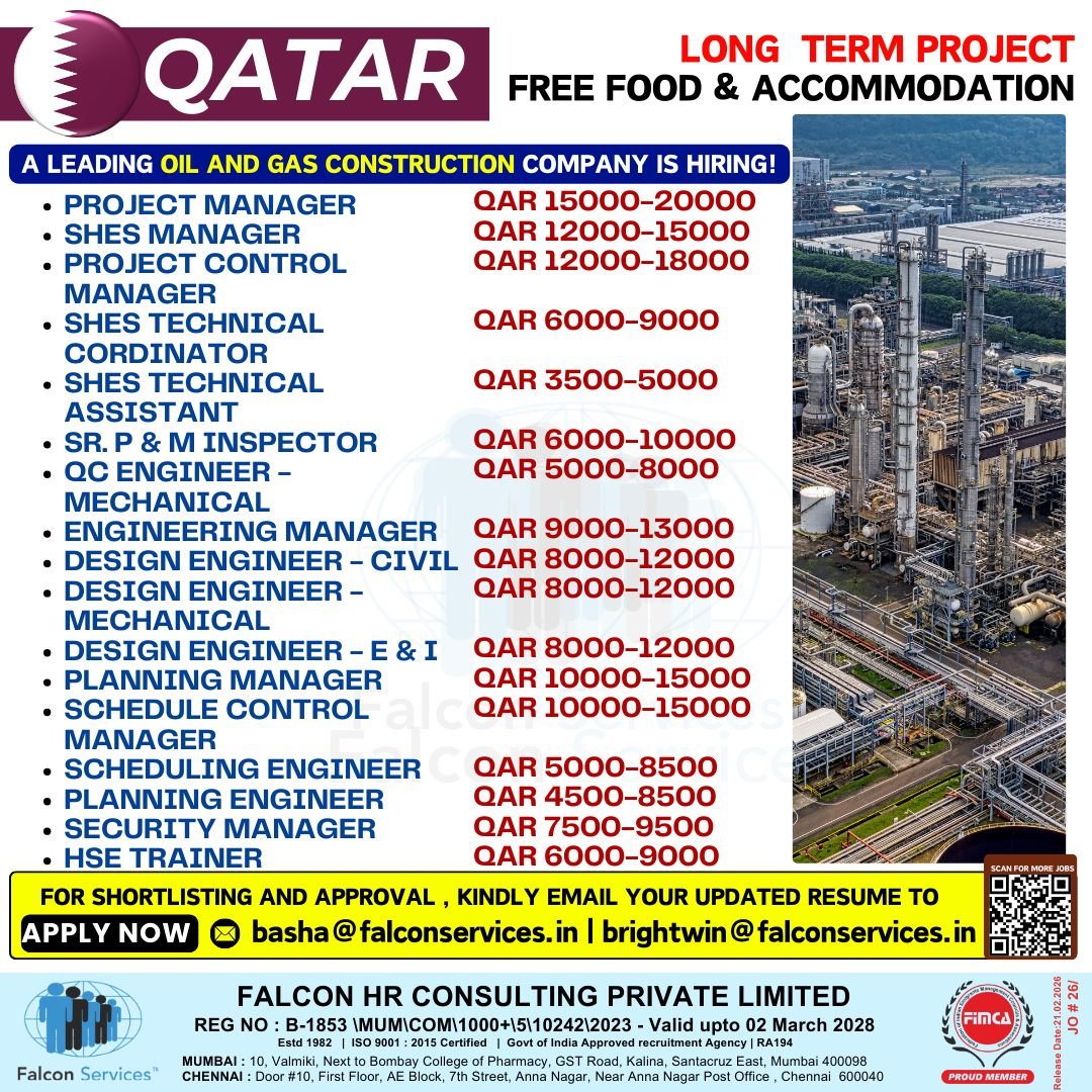 Qatar Job Vacancies 2026: Oil & Gas Construction Company – Apply Now