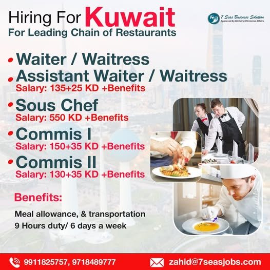 KUWAIT - Hiring Urgent For Leading Chain of Restaurants
