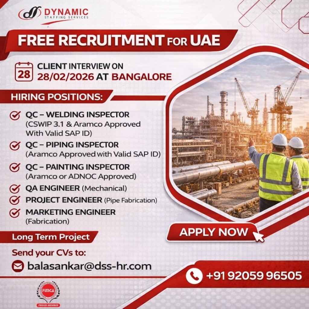 Free Job Recruitment for UAE Reputed Company