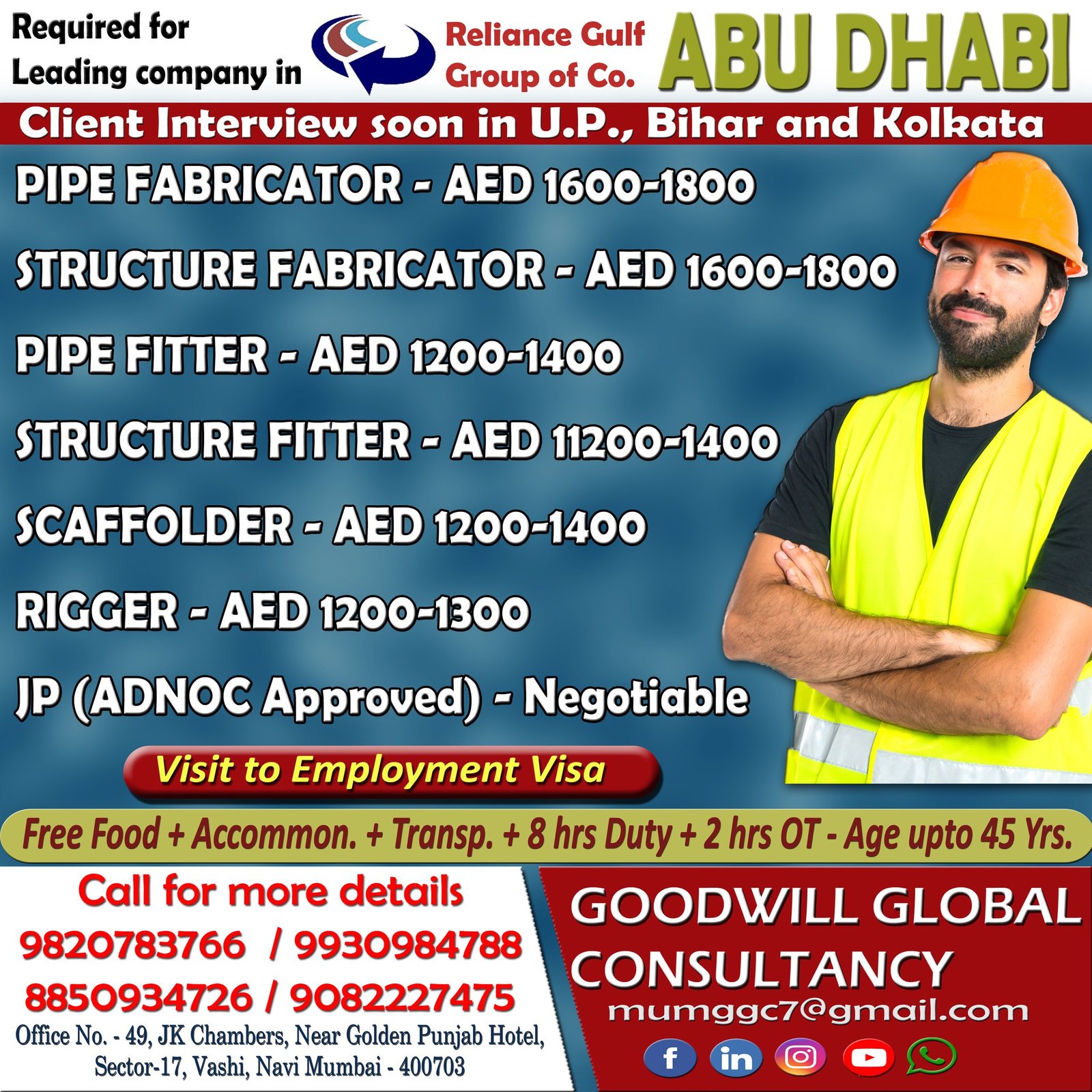 Required for Reliance Gulf Group of Co. in Abu Dhabi – Apply Now
