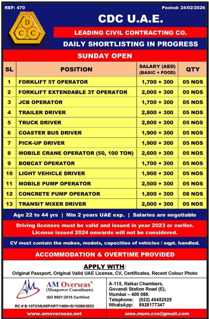 UAE Jobs 2026 | Hiring For CDC civil contracting company | Apply Now UAE Jobs 2026 | Hiring For CDC civil contracting company | Apply Now