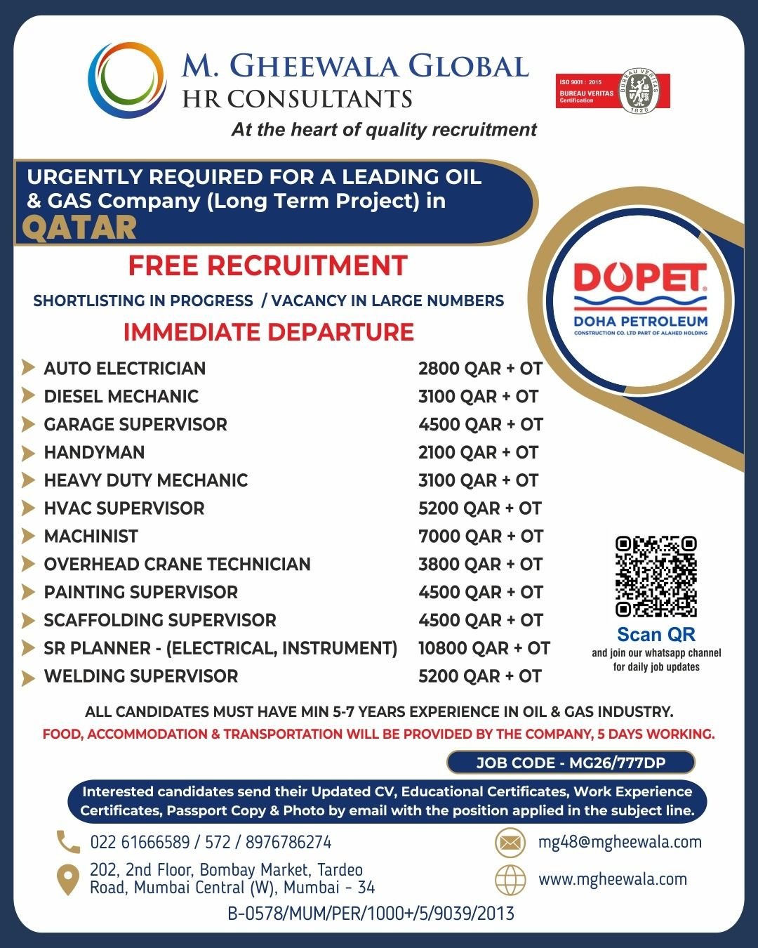 Qatar DOPET Oil & Gas Jobs 2026 | Free Recruitment | Apply Now