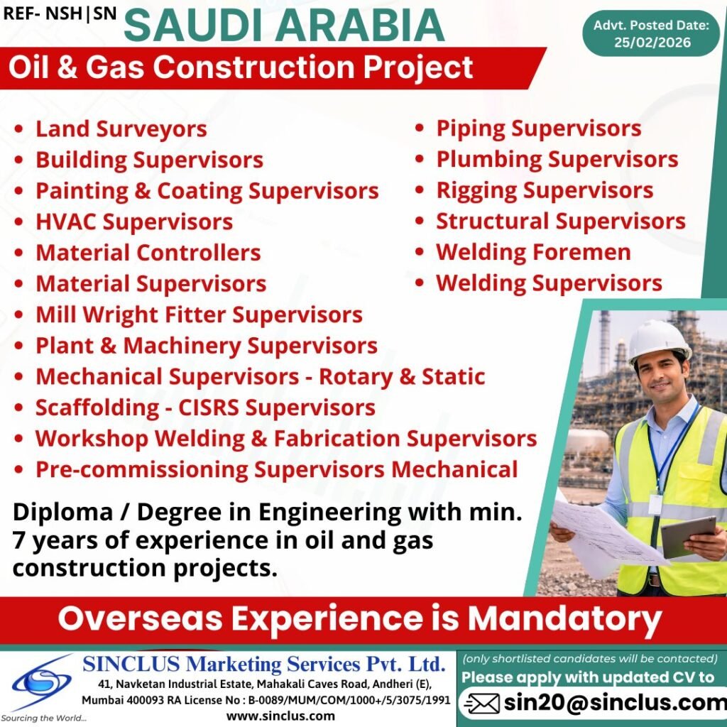 Saudi Arabia Oil & Gas Construction Jobs 2026 | Apply Now Saudi Arabia Oil & Gas Construction Jobs 2026 | Apply Now