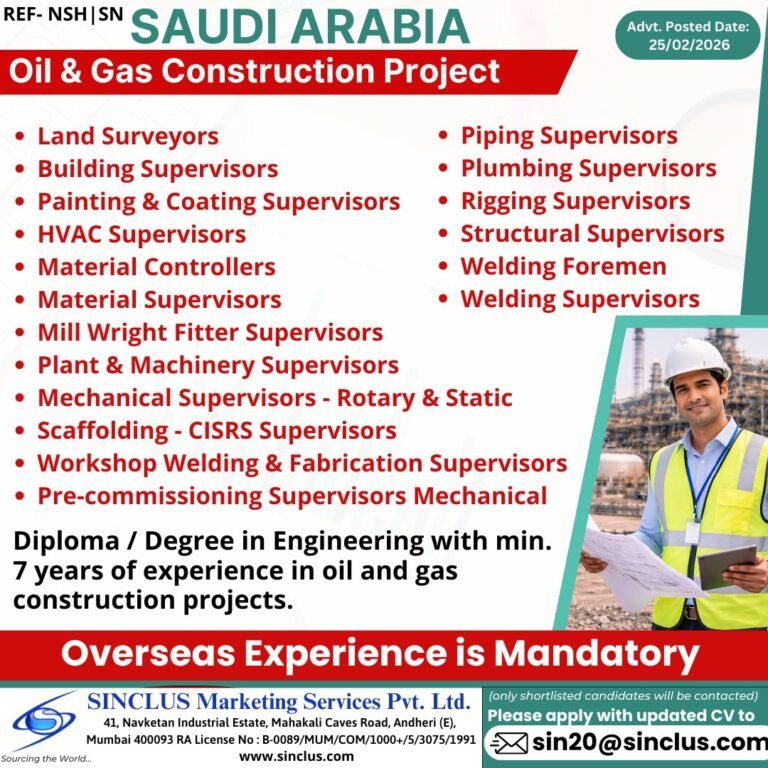 Saudi Arabia Oil & Gas Construction Jobs 2026 | Apply Now