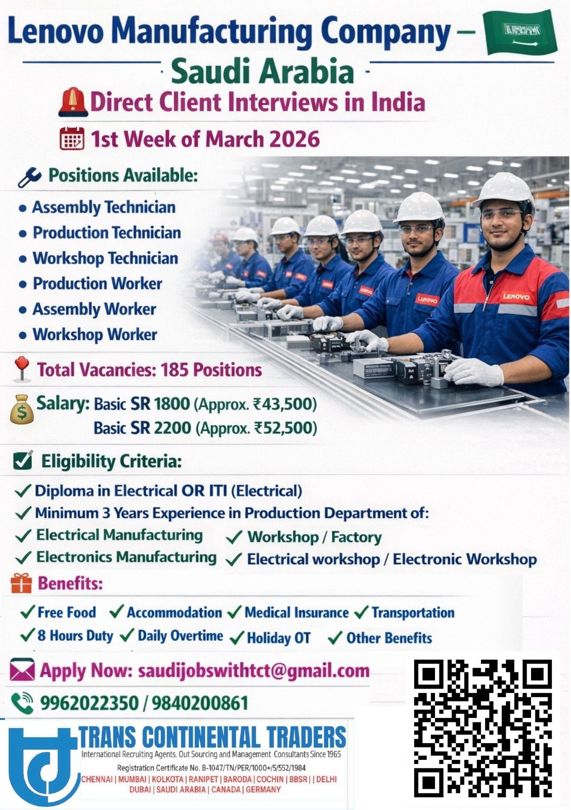 Saudi Arabia Jobs 2026  : Hiring For Lenovo Manufacturing Company