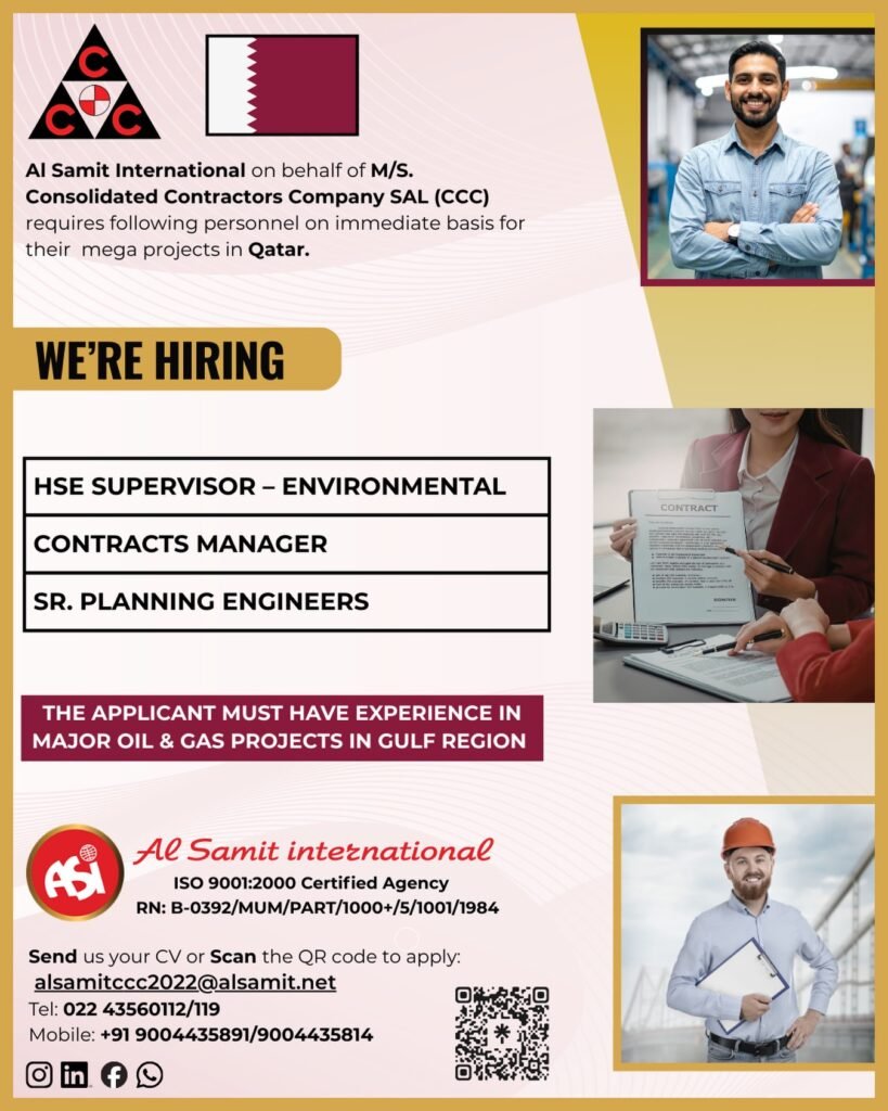 Qatar Mega Project Jobs -  Hiring for CCC (Consolidated Contractors Company SAL) - Apply Now
