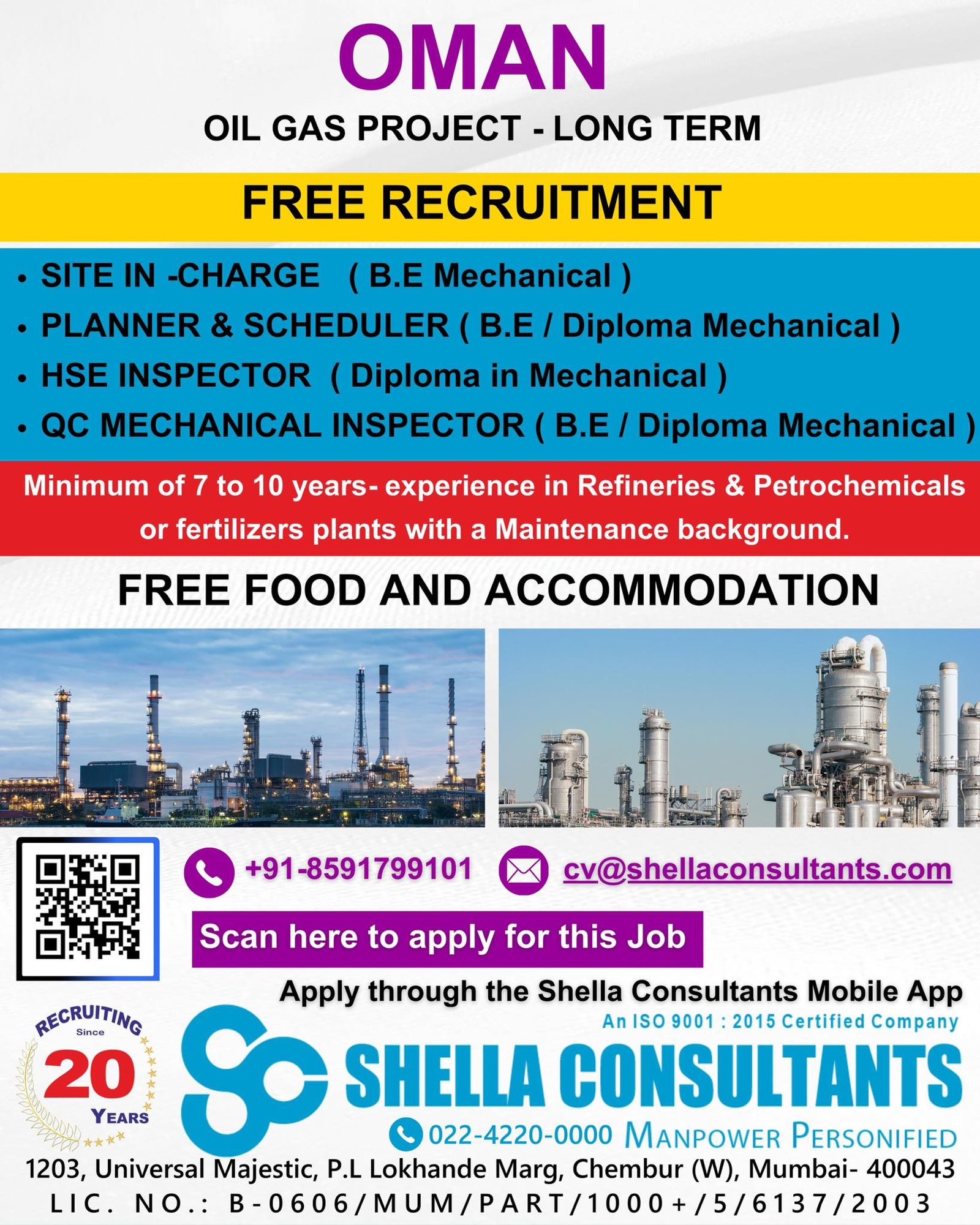 Oman Oil & Gas Jobs 2026 – Long-Term Project with Free Recruitment for Experienced Mechanical Professionals