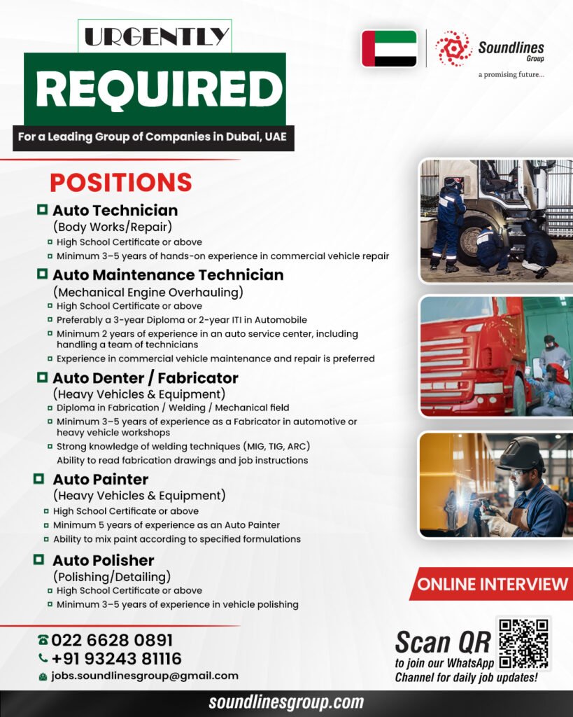 UAE : Urgent Recruitment For a Leading Group of Companies in Dubai UAE : Urgent Recruitment For a Leading Group of Companies in Dubai