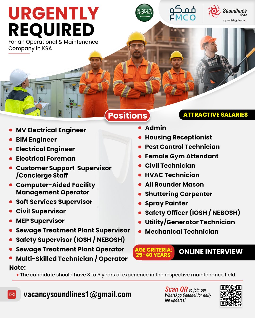 Saudi Arabia FMCO Jobs 2026: Urgent Hiring for Operations & Maintenance Company | Apply for Online Interview