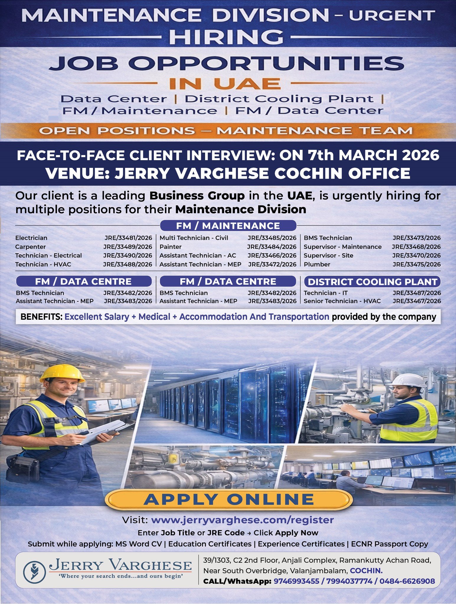 Hiring For Maintenance Division in UAE - Apply Today