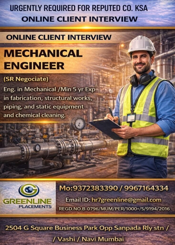Hiring Planning & Mechanical Engineer For Saudi Arabia - Apply Now