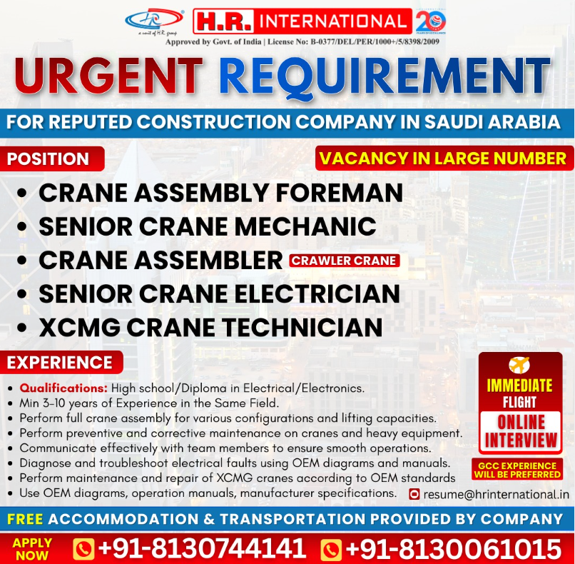 Saudi Arabia construction Jobs 2026 - Large Vacancies | Quick Selection | Fast Flight