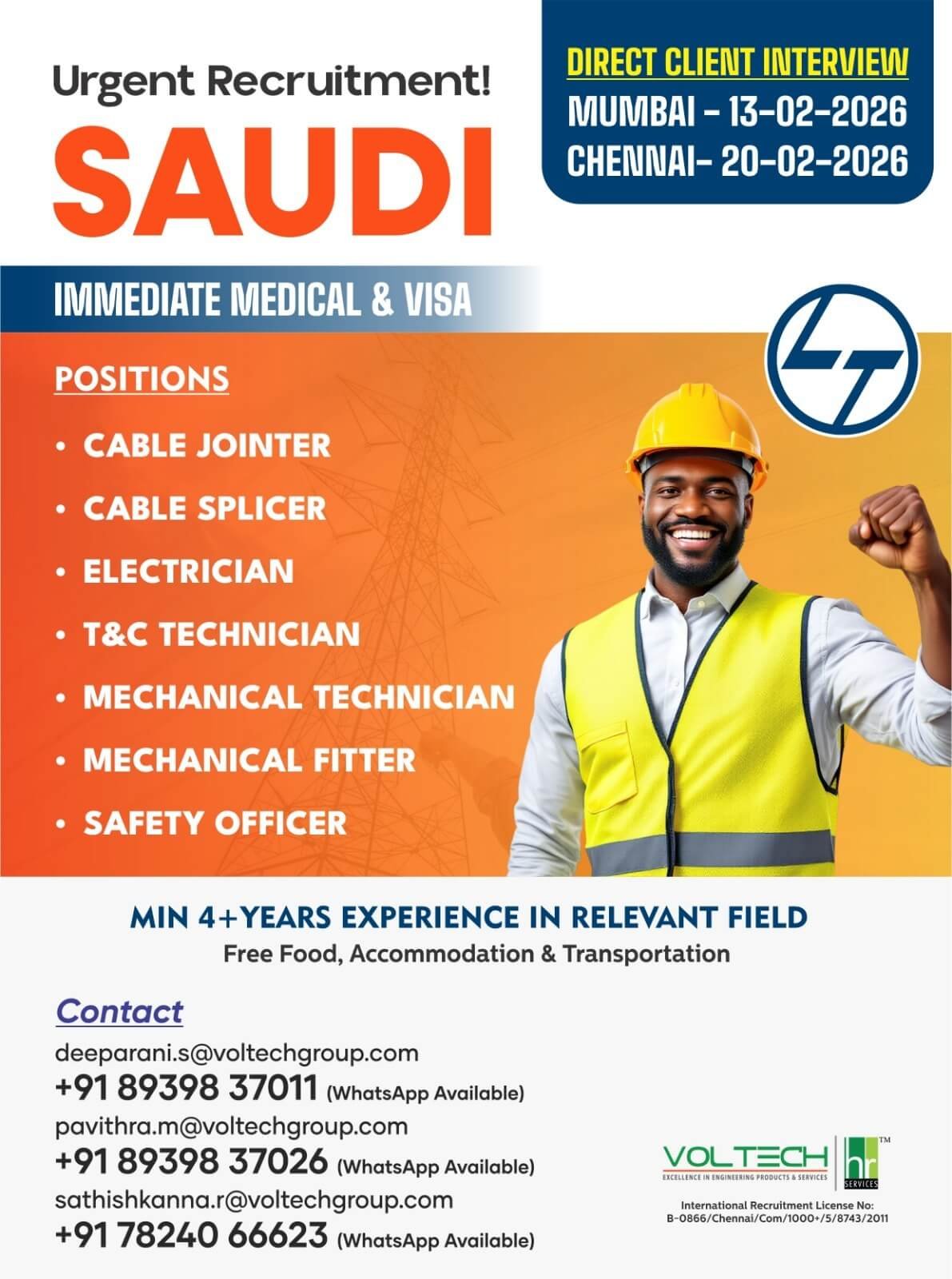 Saudi Arabia L&T Job Vacancies 2026 – Apply Today