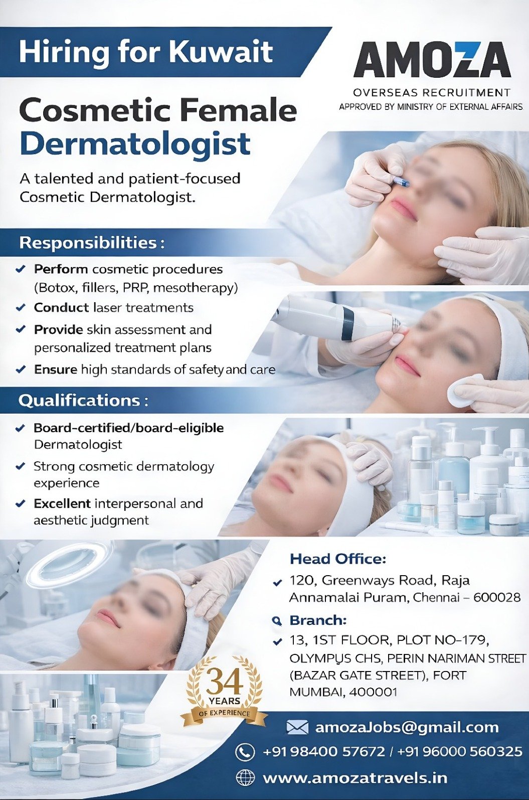 Cosmetic Female Dermatologist Jobs in Kuwait 2026 | Apply Now
