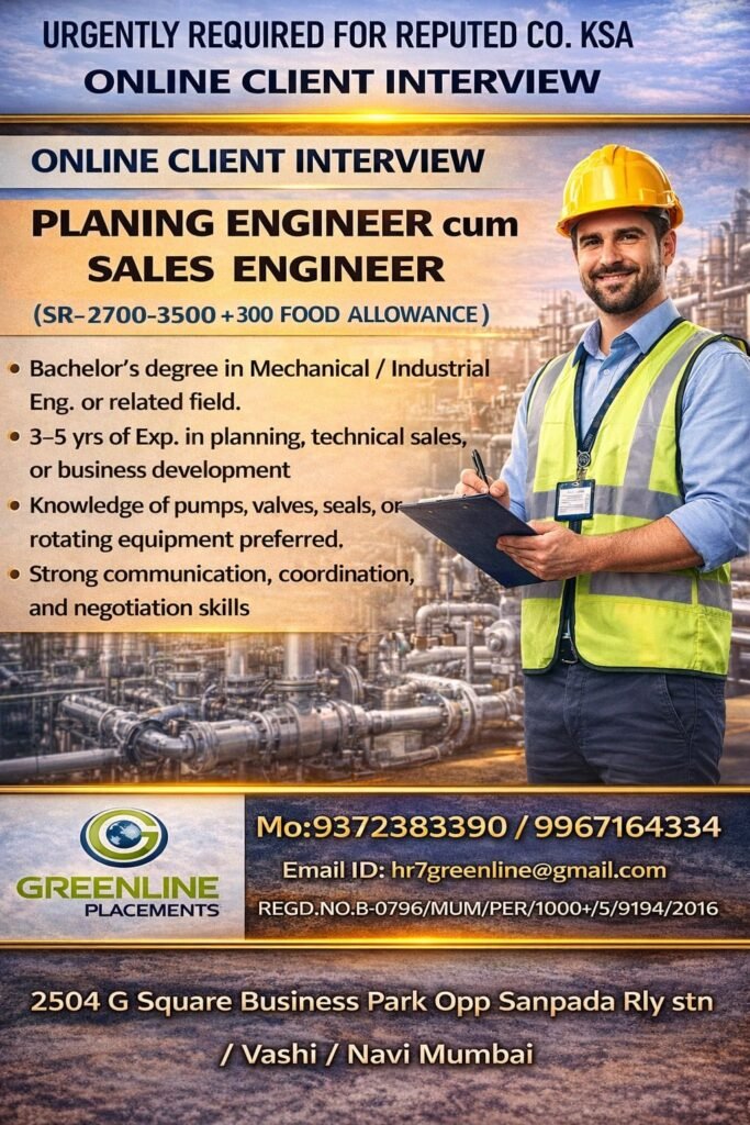 Hiring Urgently For Reputed Company in Saudi Arabia Hiring Urgently For Reputed Company in Saudi Arabia