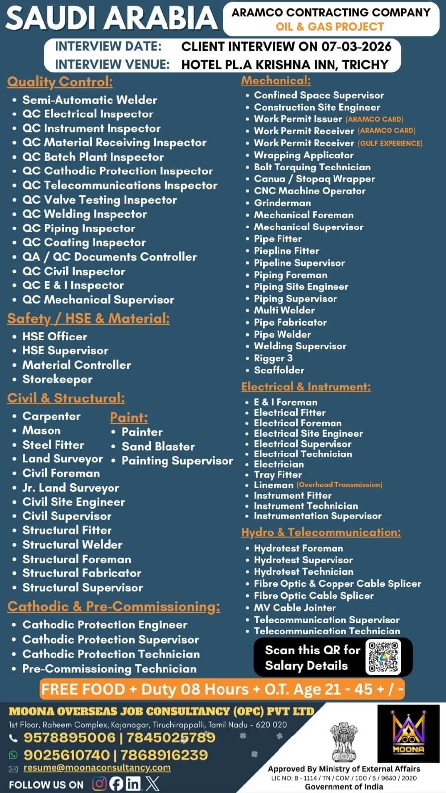 Aramco Oil & Gas Jobs Saudi Arabia 2026 – Urgent Hiring for QC, Supervisors, Foremen & Technical Roles | Client Interview 7 March