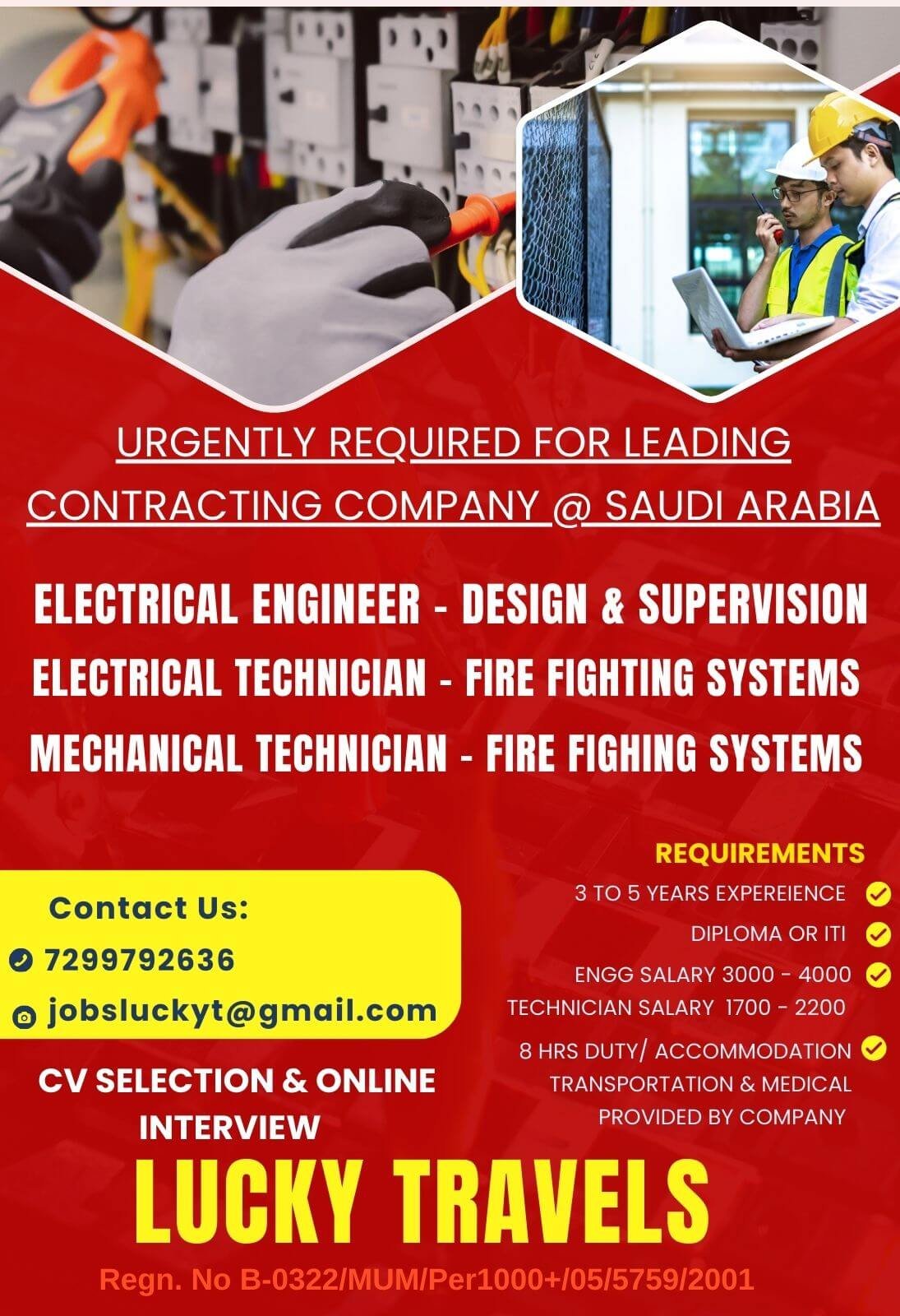 Saudi Arabia Electrical & Fire Fighting Jobs 2026 – Apply Now
