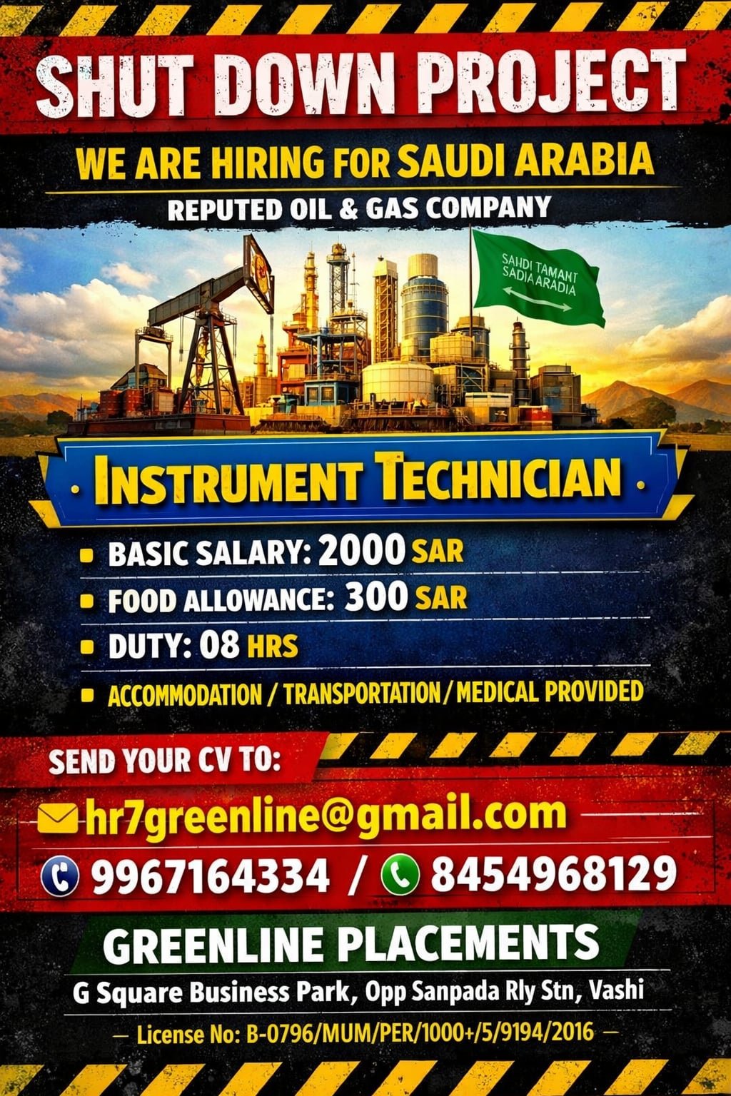 Saudi Arabia Shutdown Project Jobs – Instrument Technician Vacancies | Reputed Oil & Gas Company | Basic Salary 2000 SAR + Benefits
