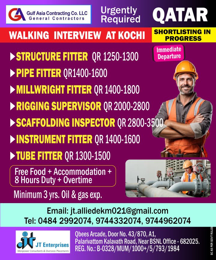 Qatar Gulf Asia Contracting Co. L.L.C Oil & Gas Jobs 2026 – Apply Now