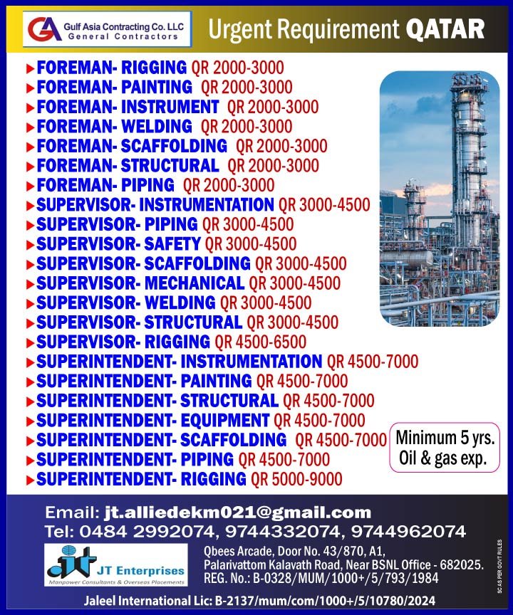 Qatar Oil & Gas Jobs 2026 | Hiring For Gulf Asia Contracting Co. 