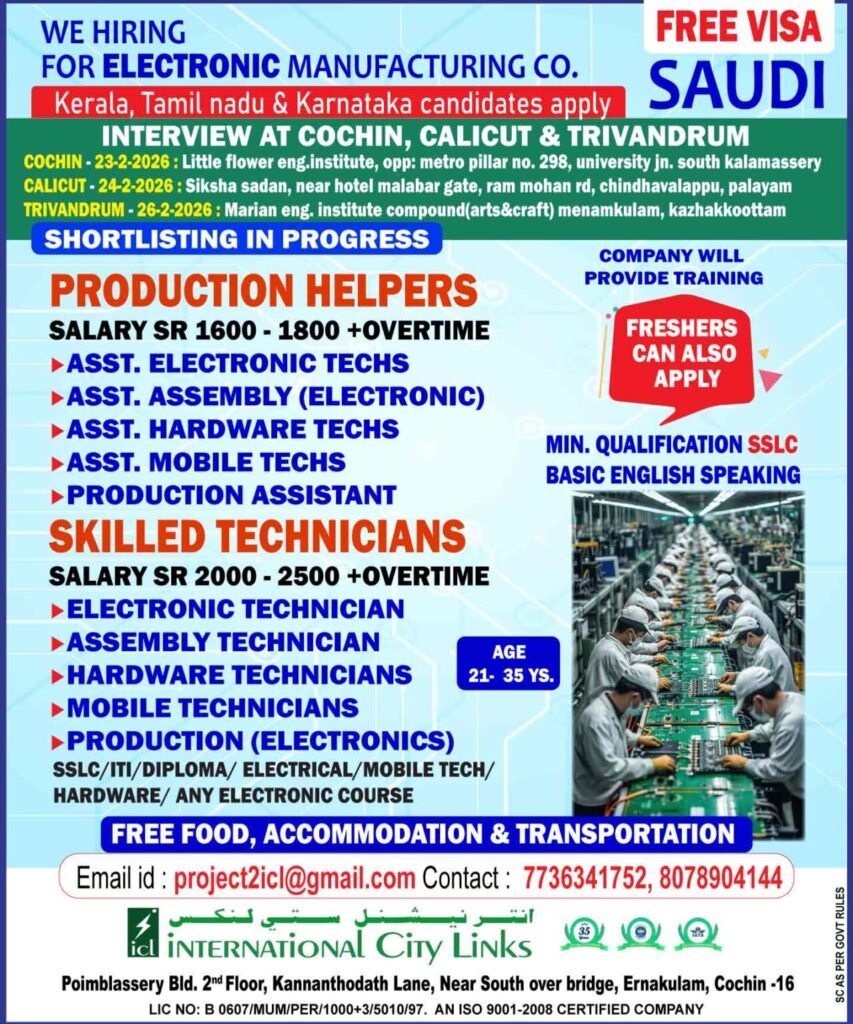 Saudi Arabia Electronic Manufacturing Jobs 2026 – Apply Now