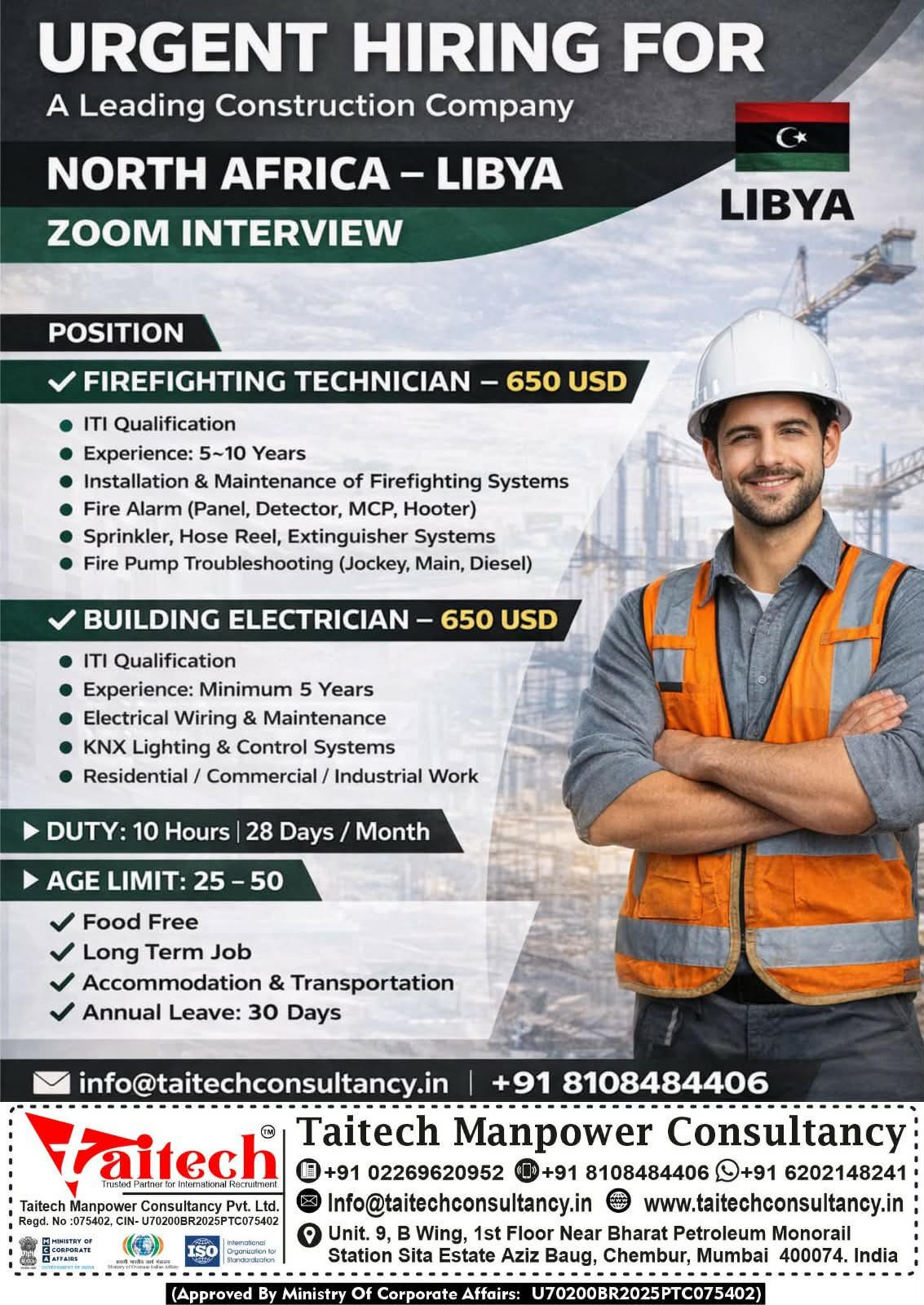 Urgent Hiring for Libya – Construction Company Jobs (2026)