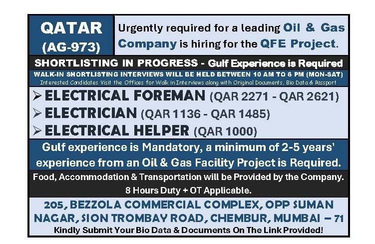 Qatar Oil & Gas Jobs 2026 – QFE Project Hiring 
