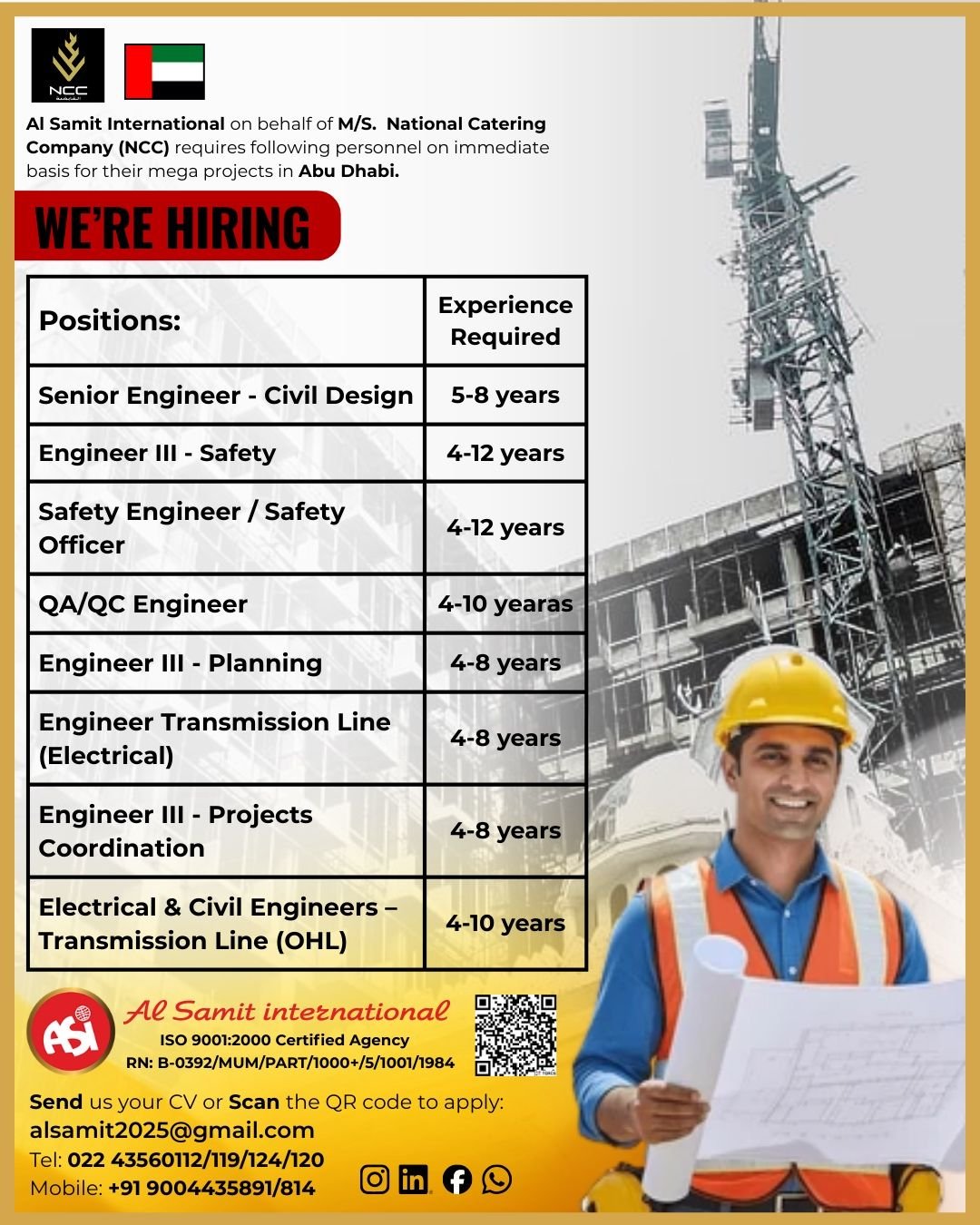 UAE Abu Dhabi Jobs 2026: NCC Company Hiring Engineers for Mega Projects