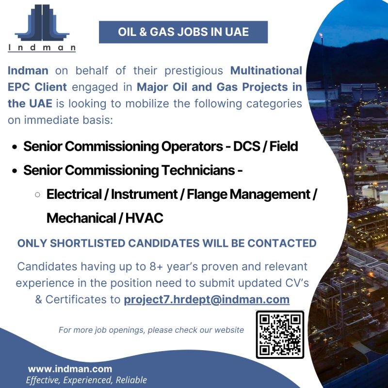 Jobs in UAE - Major Oil and Gas Projects - Apply Today