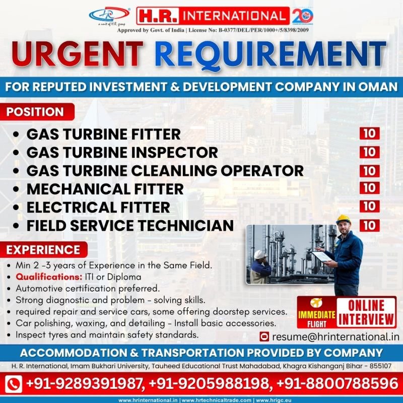 Urgent Recruitment for Oman- Investment & Development Company | Online Interview | Immediate Flight